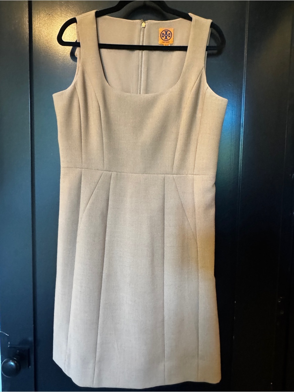 Tory Burch Beige Tan Sleeveless Midi Sheath Dress